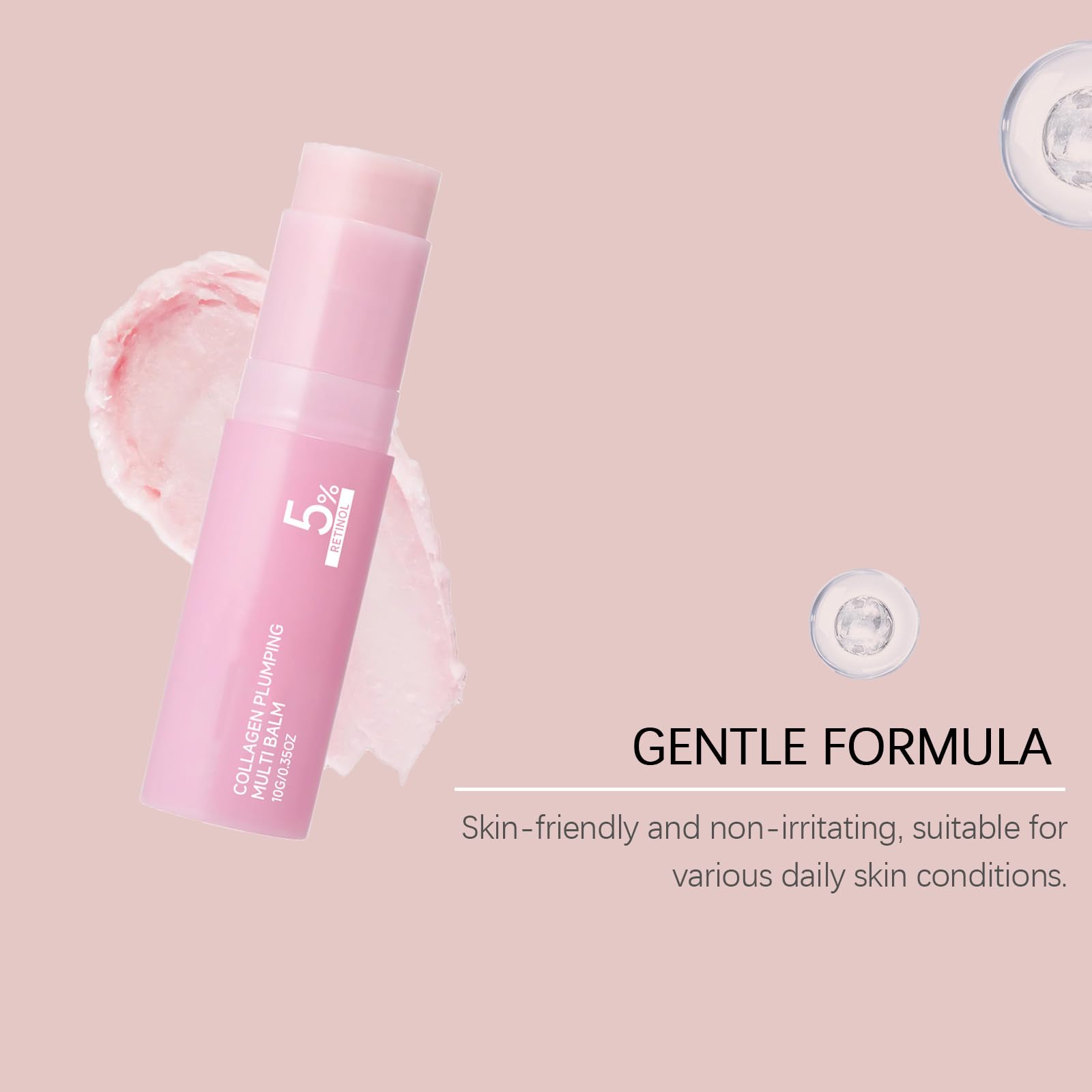 Volumenanwendungen mit rosa Kollagen, feuchtigkeitsspendender Stick für das Gesicht, Make-up-Grundierung und feuchtigkeitsspendende Primer, nicht klebend, schnell einziehend, für Lippen, Augen und