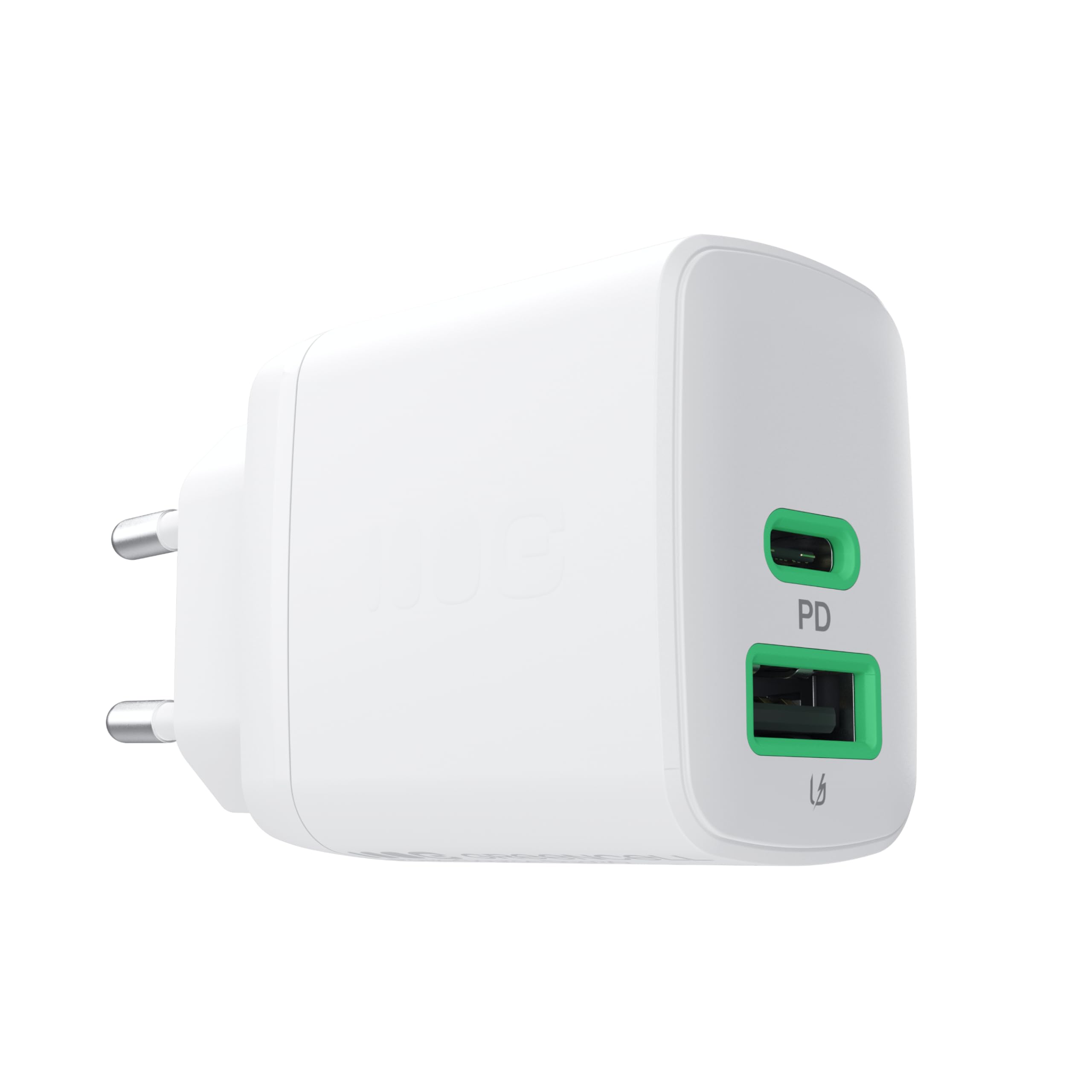 Greencell PowerSource Duo biała ładowarka USB-C 30 W – kompaktowa szybka ładowarka z USB-C i USB-A do iPhone 16, iPad Pro kompatybilna z iPhone 16/15/15 Plus/iPhone iPad