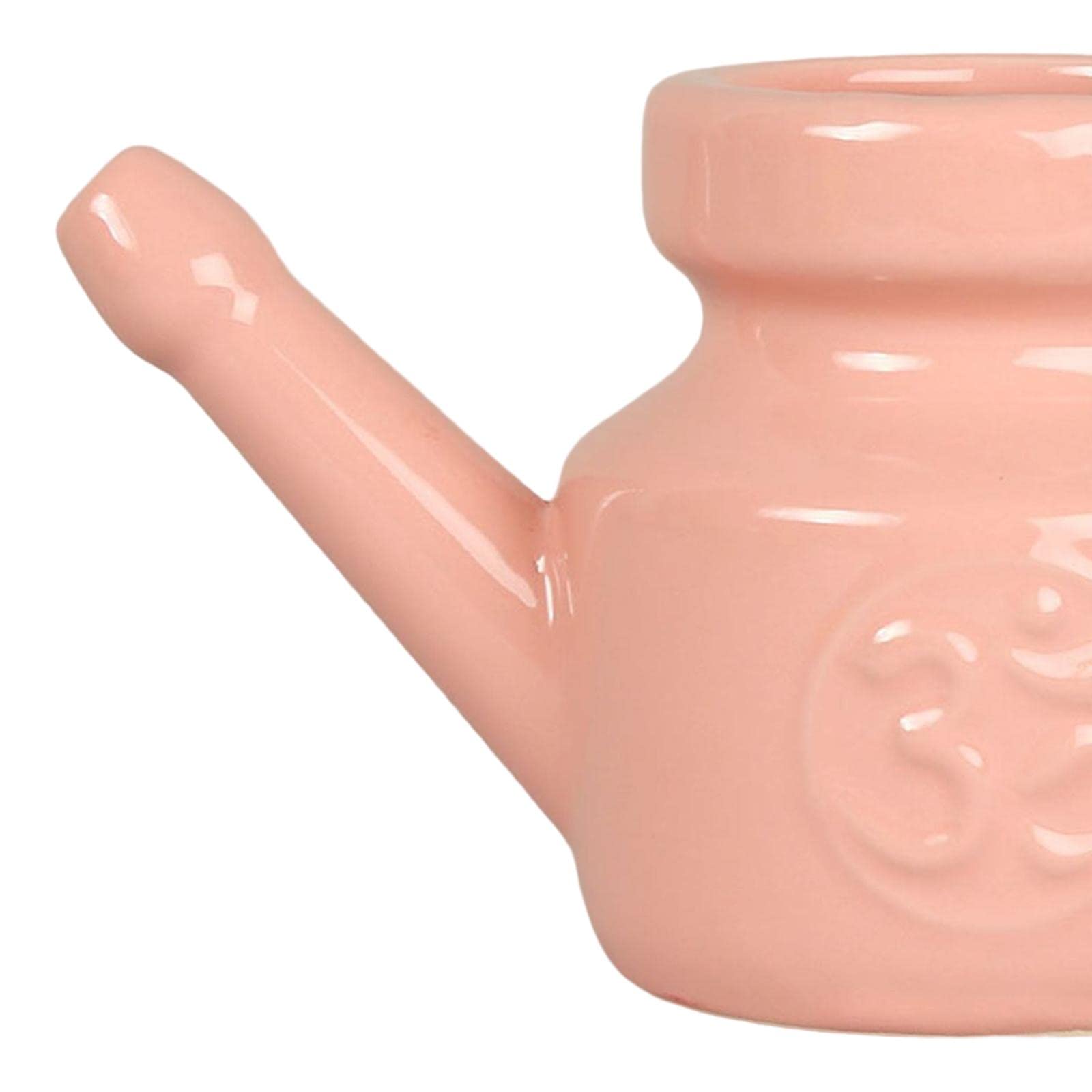 perfk Céramique Facile à Nettoyer Voyage Portable Nez Nettoyage Pot pour Nettoyage Nasal Rinçage Nasal Nez Lavage 350ml, Rose