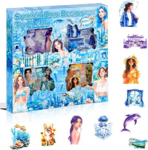 Image of FunBlast Self Adhesive 640Pcs /100 Sheets, Aesthetic Butterfly Stickers, Retro Decorative Sticker's for Scrapbook, Japanese Style Sticker's for Project, Journals, Scrapbooking (Summer)