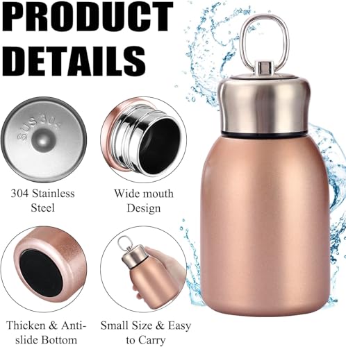 Botella de Agua Mini de Acero Inoxidable con Aislamiento al Vacío para Bebidas Calientes y Frías, Taza de Viaje 10.2oz/300ml (Dorado) miniatura 3
