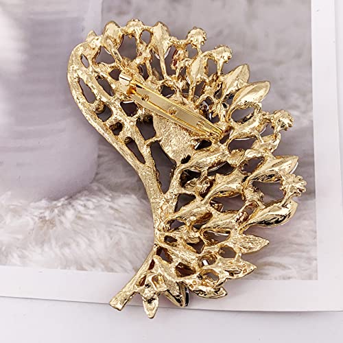 Image of SELOVO Rhinestone Crystal Big Large Brooch Pin Jewerly Accessory Gold Tone
