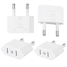 Clomnpe 4 Pièces Adaptateur Prise USA vers France, Adaptateur Prise US vers EU (2 Broches) Prise Type A vers Type E/F pour Voyage Les États-Unis/Canada/Chine/Japon vers la France/l'europe - Blanc