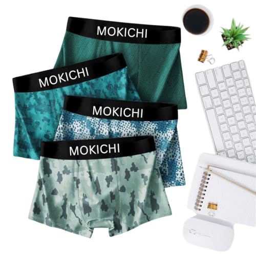 Image of Men's Microfiber Boxer Briefs Pack of 4 | Soft Stretch Breathable Innerwear | Moisture Wicking Printed Trunks | Comfortable Elastic Waistband | Regular Fit Underwear for Men