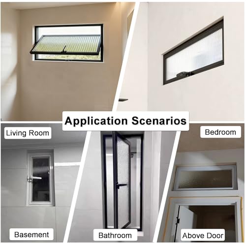 Ventana rectangular de metal negro con cristal templado giratorio para ventilación de baños 7