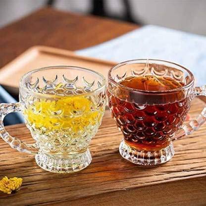 JK Roxx Glass Tea & Coffee Cup Set - Set Of 6, Transparent, 280 ML
