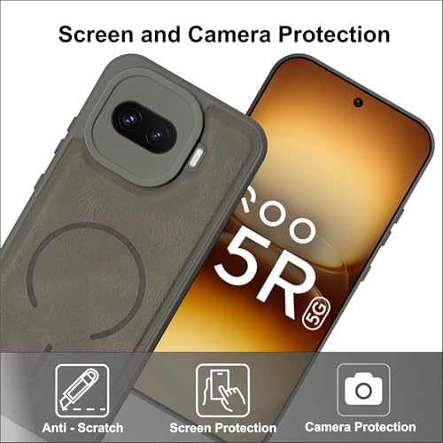 Image of SBMS Back Cover for iQOO 15R 5G | Ultra Slim Soft Rubberised Hard Case | Oil Feel Soft Leather Back | Mag-Safe Design (Mag-Safe Not Support) | Camera Protection Case for iQOO 15R 5G (Gray)