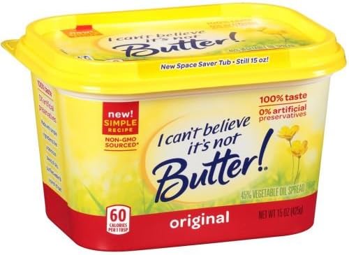 I Cant Believe Its Not Butter Original Yellow Spread, 15 Ounce -- 12 per case.