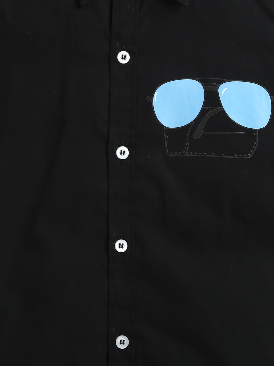 ZIP ZAP ZOOP Black Boys Shirt with Blue Sunglasses Print Full Sleeve Collar Neck Cotton Boys Shirt (6-12 Month) 2
