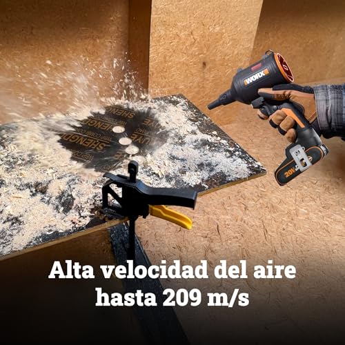 WORX 20V Akku-Staubbläser mit bürstenlosem Motor, elektrisches Luftgebläse zum Reinigen, Aufblasgerät für Matratzen, Druckluftgebläse (WX099.9 Without Battery and Charger)