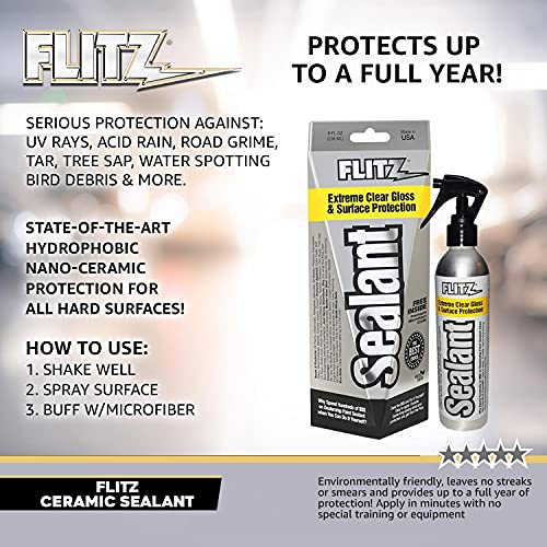 image for Flitz Ceramic Sealant w/ Microfiber Cleaning Cloth - 8oz Bottle of USA