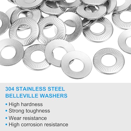 patikil 304 stainless steel flat washers 50 pack m8x18mm belleville spring disc washer conical knurled metric gasket for automotive industrial construction