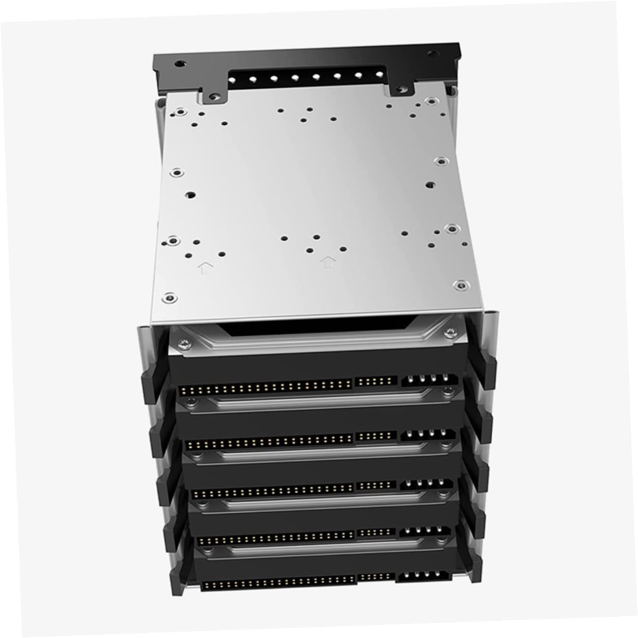 Amosfun 5-inch Hard Drive Cage with Fan 5-Bay Hard Disk Rack Bracket for 5.25-inch Optical Drive Bay Desktop PC Storage for HDD Mounting and Chia Mining