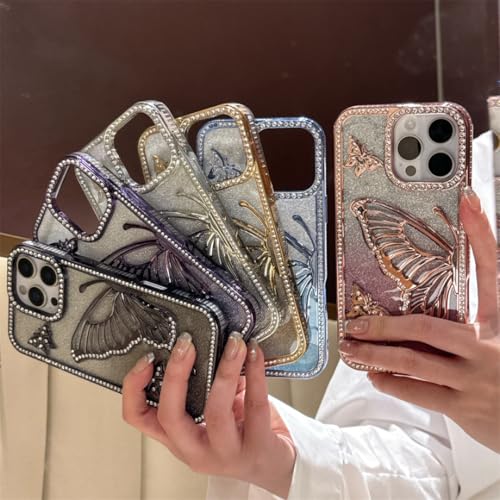 Coque iPhone 13 Pro Max strass paillettes or accessoire de mode pour soirées - 3