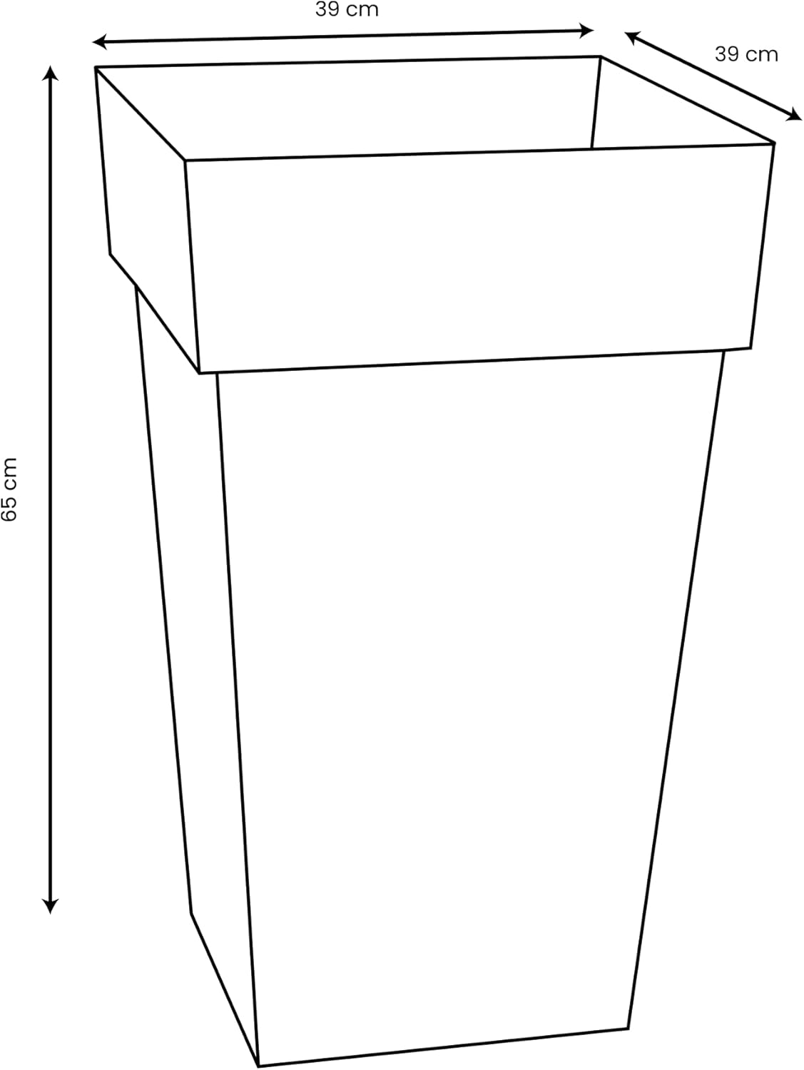 EDA Plastiques Tuscan Square Pot CM-62L 39 x 39 x 65 cm
