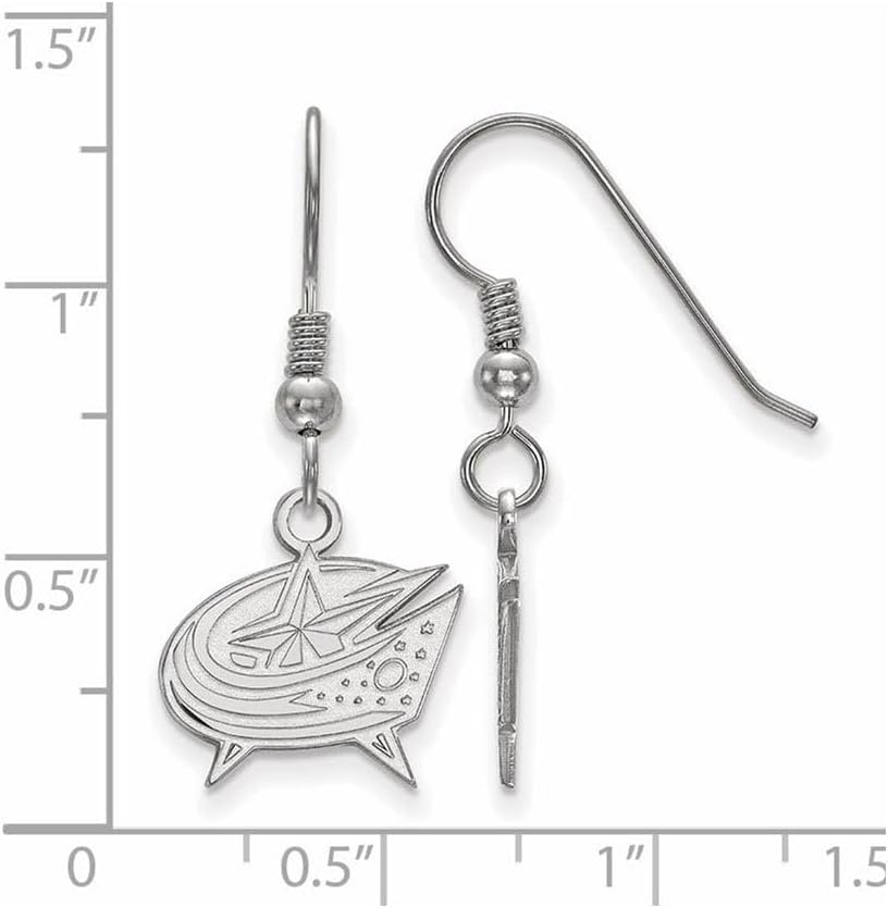 LogoArt Sterling Silver Rhodium Plated NHL Columbus Blue Jackets Small Dangle Earrings