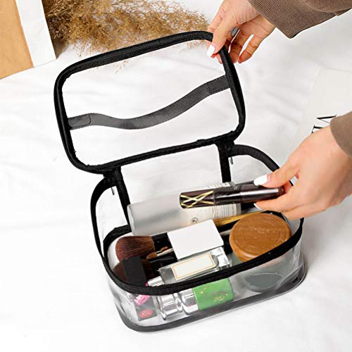 kuou-Clear-Make-up-Bag-Gift-Cosmetic-Bag-Portable-Waterproof-PVC-Travel-Bag-Brushes-Organizer-for-Men-and-Women-Travel-Business-BathroomBlack