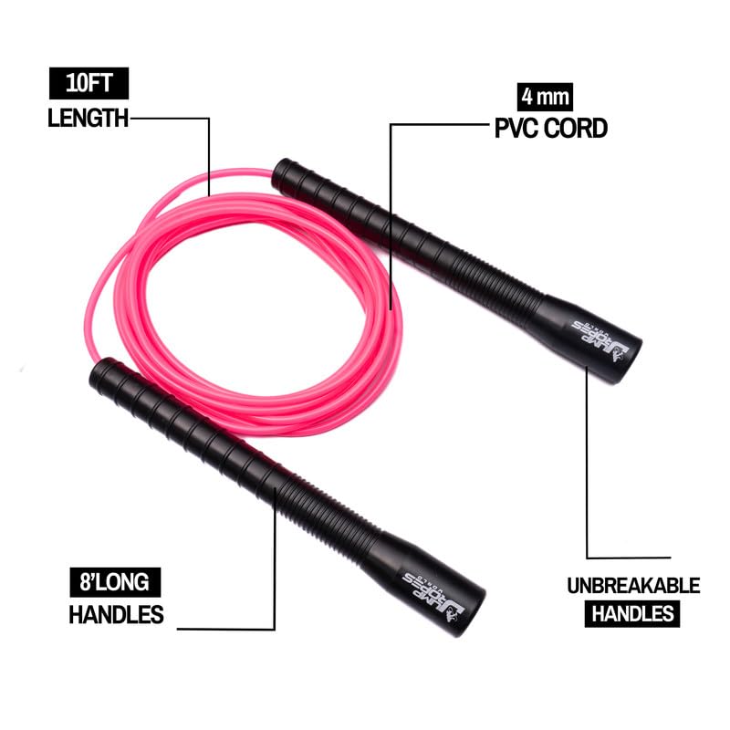 Image of World, Long Handle 4MM | Freestyle Adjustable PVC Skipping Rope for Men | Tangle-Free, Fast-Spinning Jump Rope for Beginners and Trick Training (Pink)