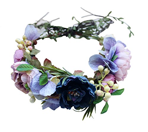 Image of Vivivalue Handmade Adjustable Flower Wreath Headband Halo Floral Crown Garland Headpiece Wedding Festival Party