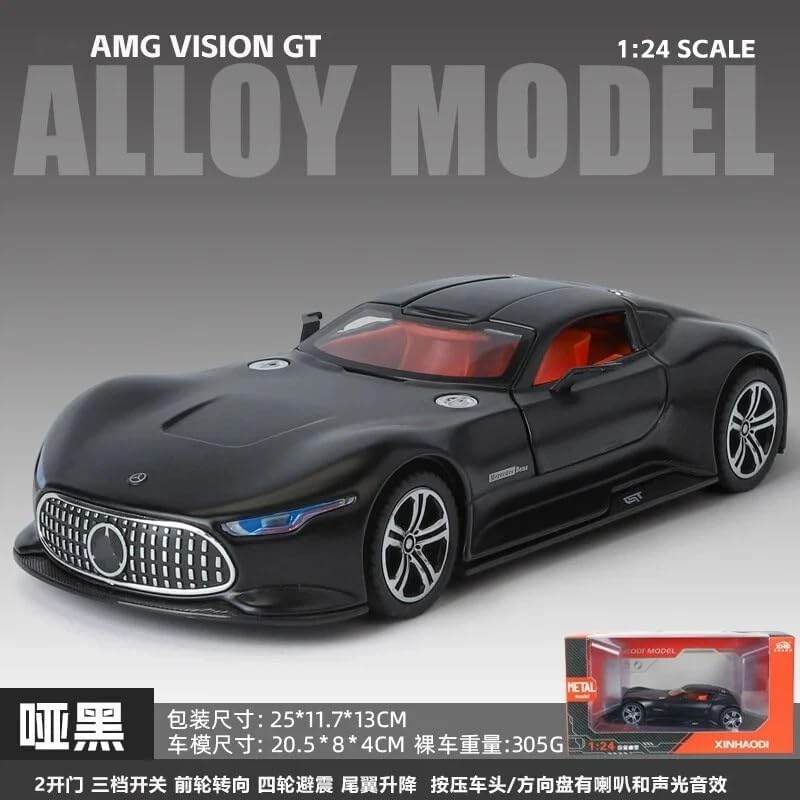 Image of Exclusive Alloy Metal Pull Back Die-Cast Car Diecast Metal Pullback Toy Car with Openable 6 Doors,Light Music Boys Gifts Toys (1:24 Mercedees-Benz AMG Vision GT-Black)