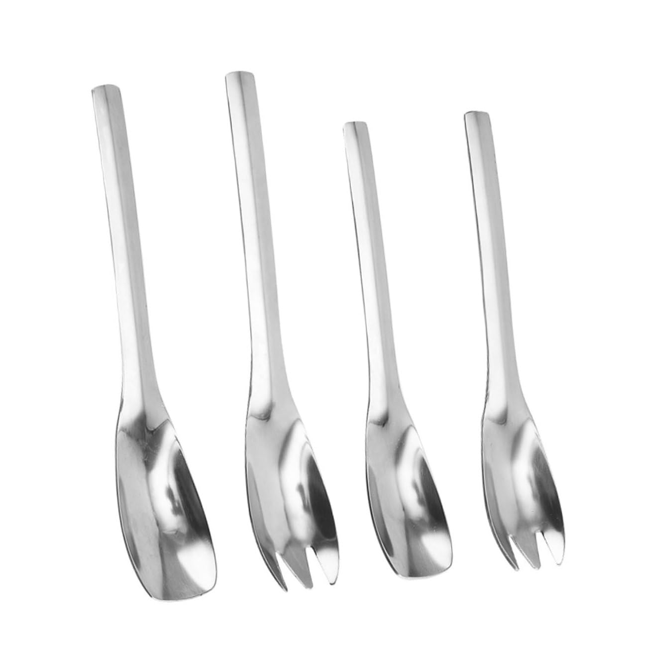 OUNONA 1 Set Stainless Steel Cutlery Salad Forks Serving Spoons for Restaurants Homes Parties Comfortable Design Reusable