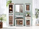 Badmöbel im Vintage Design, das Komplette Set besteht aus je einem Waschbeckenunterschrank, Hängeschrank, Badspiegel, Unterschrank und Hochschrank