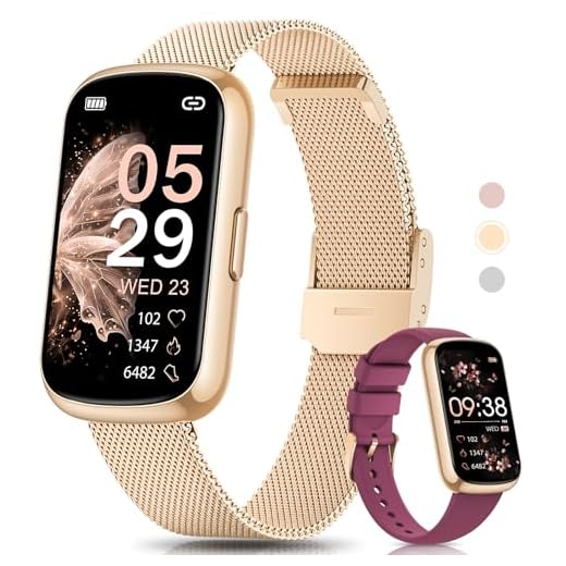 Sanorum Montre Connectée Femme, 1.47" Tracker d'Activité, 24 Modes Sportifs, Suivi Sommeil, Fréquence Cardiaque, SpO2, Podometre Fonction Féminine Etanche IP68 Longue Durée Smartwatch Or Rose
