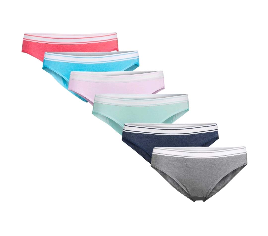 Secret Treasures Assorted Heather 6 Pair Soft Bikini Panties - Medium Multicoloured