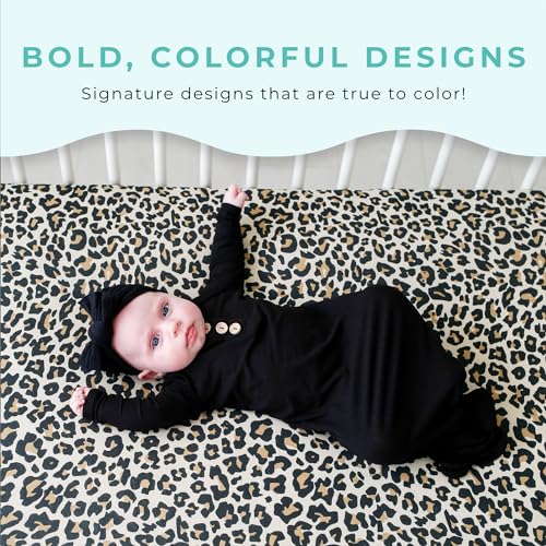 Image of Posh Peanut Fitted Crib Sheet, Soft Viscose from Bamboo Fabric, Standard Crib and Toddler Mattresses 52 inch by 28 inch (Lana Leopard Tan)
