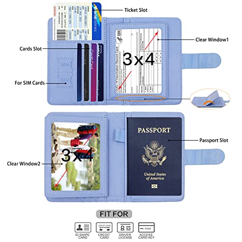 Image of Melsbrinna Rfid Passport Holder for Travel women /Men, Cute Passport Wallet Rfid Blocking Card Slots, Rfid Passport Cover /CaseTravel Wallet, Passport Book Holder (1, Blue4)