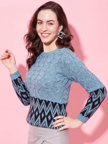 Image of MODEVE Women's Printed Winter Knit Sweater - Soft, Stylish & Cozy Fit