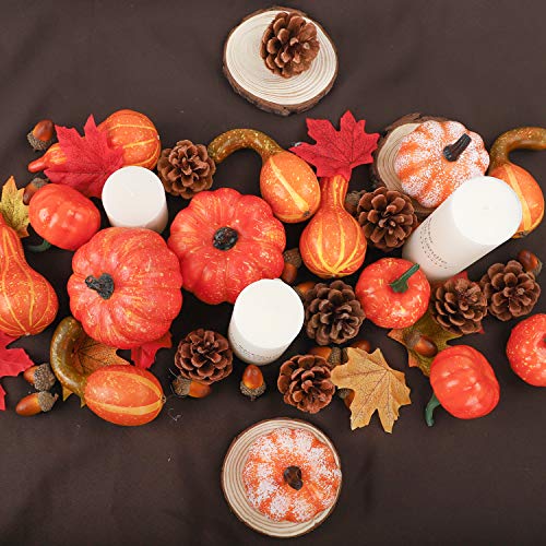 image for FUNARTY 142pcs Assorted Artificial Pumpkins Kits, Harvest Pumpkins and