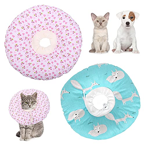 Nesloonp Katze Schutzkraged 2 Stücke Anti Biss Safty Kragen für Katzen Recovery Collar Verstellbares Weiches Halsband für Katzen für Katze und Hund (M) Cover