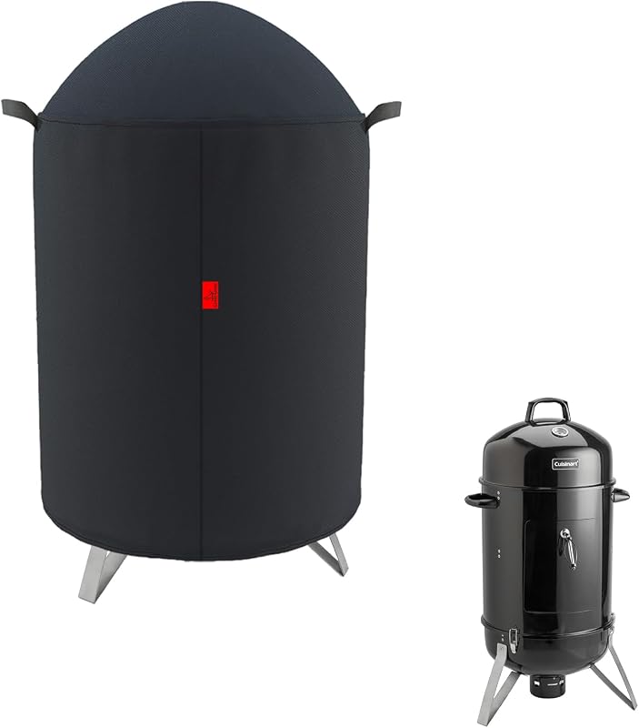 Outdoor Grill Cover Fits Cuisinart 18" Vertical Charcoal Smoker COS-118, Cover Geny Waterproof 600D Heavy Duty Round Smoker Grill Covers, 23" D x 40" H.