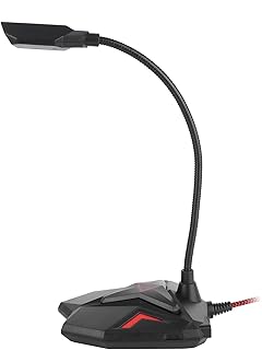 USB Desktop Microphone, Gaming Microphone for Computer with Mute Button, LED Indicator, PC Mic Gooseneck Design with Earphone Output Hole for PC,Laptop,Gaming, Chatting (Black)