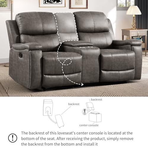 Image of CANMOV Faux Leather Manual Reclining Sofa Furniture Set, Manual Recliner Chair, Manual Loveseat and 3 Seat Recliner Sofa Couch Set for Living Room,Grey