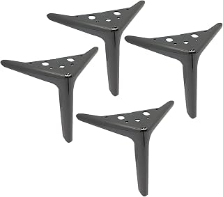 Table Legs, Set of 4 Table Legs,Metal Furniture Legs DIY Sofa Leg Legs for Table，TV Cabinet Sofa Bed Bathroom Cabinet Coffee Table Furniture Legs，with Screws-Gun Black||12 cm