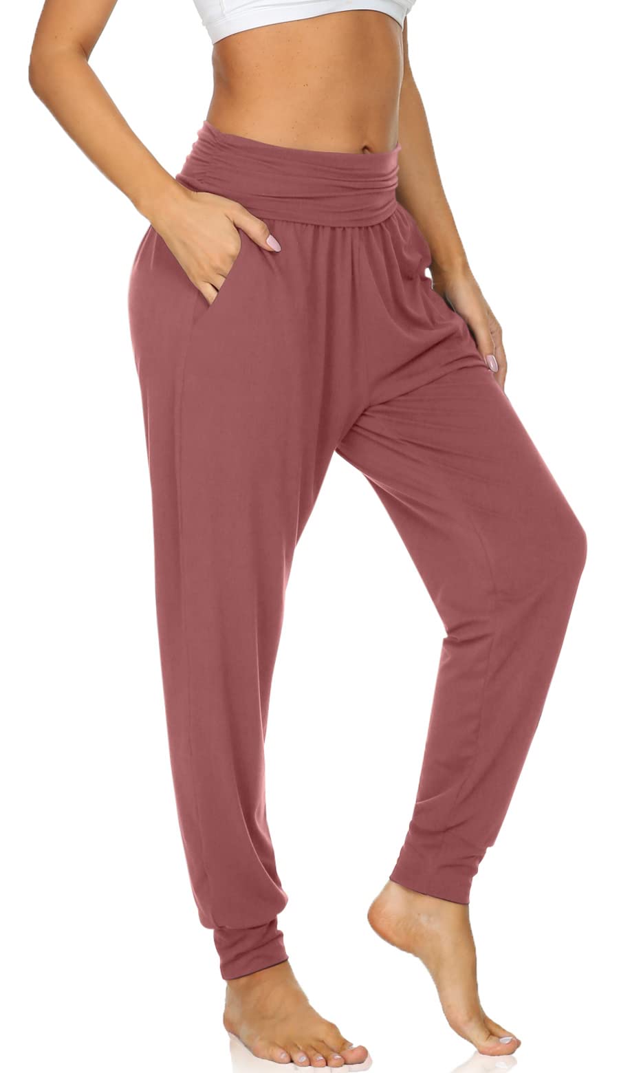 UEU Women's Cozy Yoga Joggers Pants Loose Workout Sweatpants Comfy Lounge Pants with Pockets