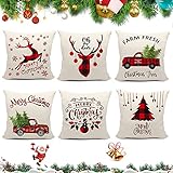 🎅 [Regalo perfecto] La funda de almohada de algodón y lino es muy ecológica. Cree una atmósfera cálida perfecta en la sala de estar, el dormitorio, el sofá, la silla, el asiento junto a la ventana o la cama. También es un regalo perfecto para familiares y amigos.