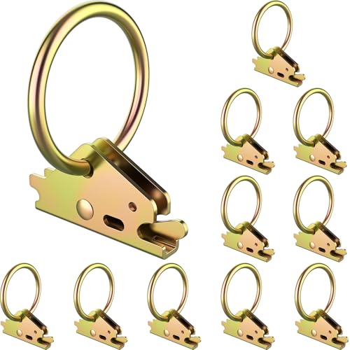 10 Pack Heavy-Duty Steel O-Ring E Track Accessories Tie-Down Anchors for E-Track Tie-Down System for Cargo Loads in Trailers Pickups Vans Gold