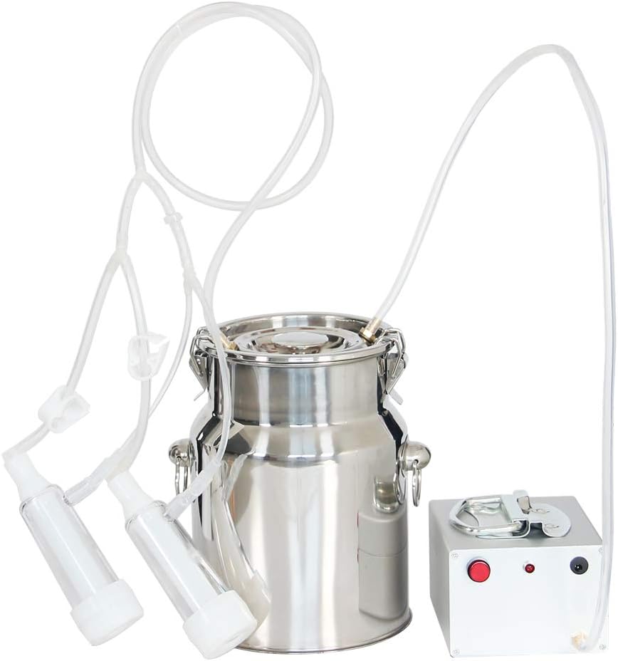 Trudsafe Electric 5L 1.1Gal Sheep Goat Miking Machine Milker -Pulsator Included Stainless Steel Bucket Easy To Use Food Grade