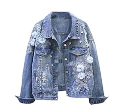 Amazon | [SaoBiiu] 女性デニムジャケット刺繍立体花柄ジーンズ