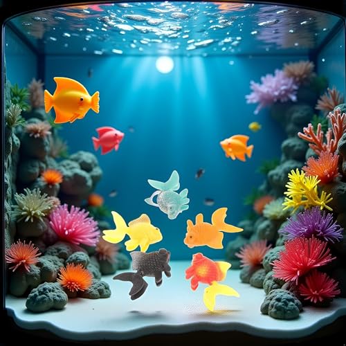 Image of 5 Pcs Multicolor Lifelike Reusable Plastic Artificial Moving Floating Fishes Ornament Decorations for Aquarium Fish Tank Random Color Pet Supplies Popular, Aquarium Decor Thematic Ornaments