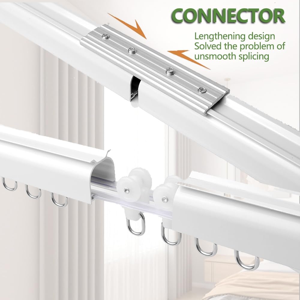 Binario per Tende A Doppio Binario 1-5m Binario per Tende da Soffitto O da Parete Alluminio Scorrevole Bastone Tenda per Soggiorno Camera da Letto(Bianco,330cm)