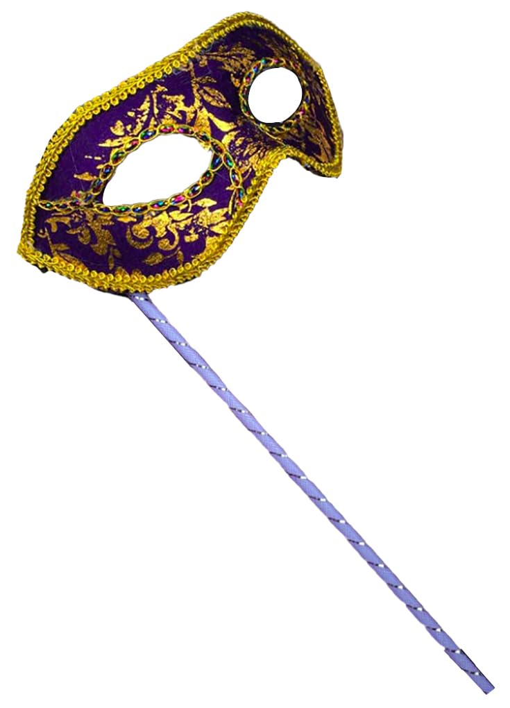AZYOUNG Men's Masquerade Christmas Halloween Ball Party Half Face Masks on Stick(Purple) โ image 1