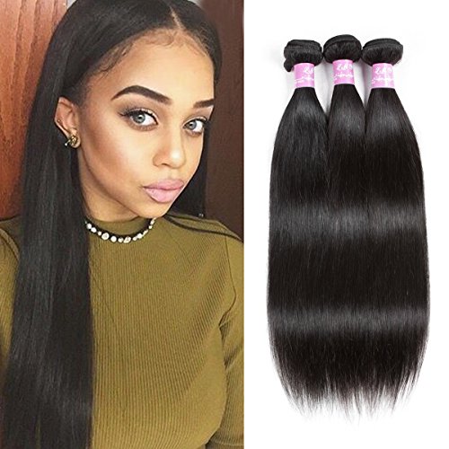 LMY Hair 7A Brazilian Virgin Straight Hair 3Bundles Best Quality Human Hair Extensions Deals (12 14 16, Natural color)