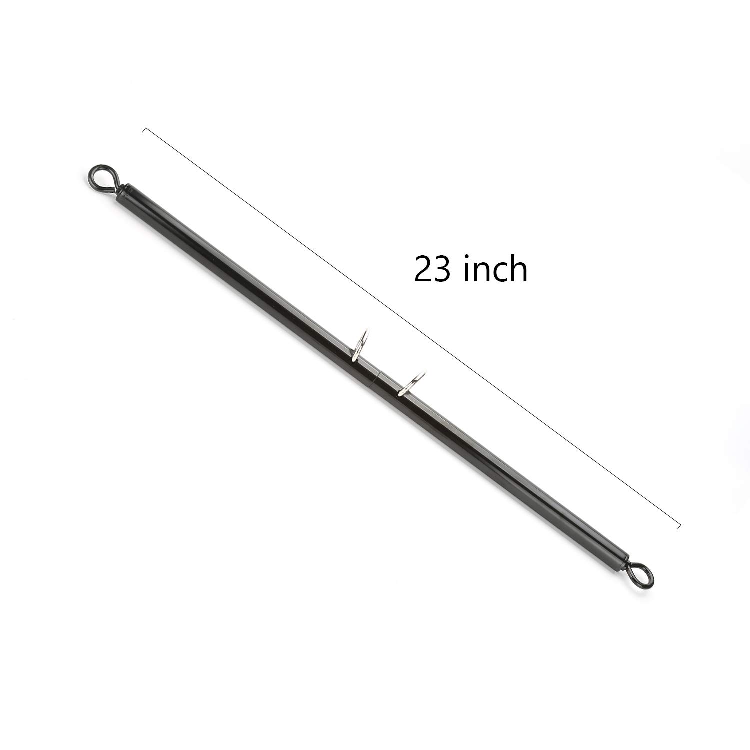 Pilates Spreader Bar Black Exercise Bar with 4 Red PU Adjustable Straps, Stainless Steel Leg Bar for Home, Yoga Sports Training Fitness Gear, Yoga Gift