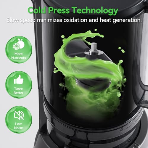 Juicer Machines, Cold Press Juicer with 4.3" Large Feed Chute Fit Whole Fruit and Vegetable, Masticating Machine with Juice Recipe,Self Feeding Effortless for Batch Juicing,Easy to Clean,Black - Image 6