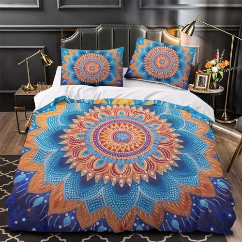 Parure de lit fleurs polygonales 3D housse de couette microfibre double 200x200cm ado