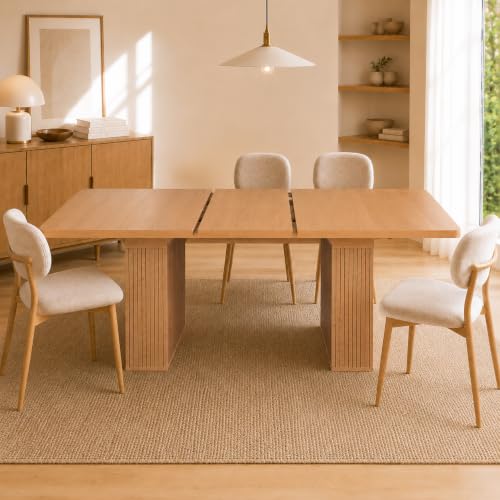 Image of Extendable Dining Table with Hidden Butterfly Leaf & Fluted Storage Legs